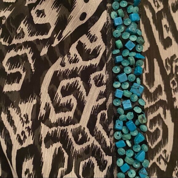 V By Eva Black White Beaded  Kimono Size Large - Picture 2 of 11